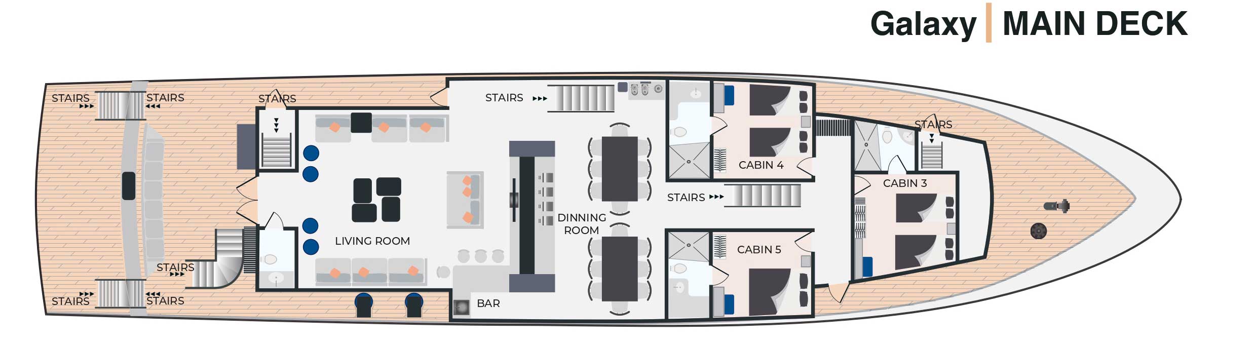 Maindeck and  Lower Deck - Galaxy Yacht